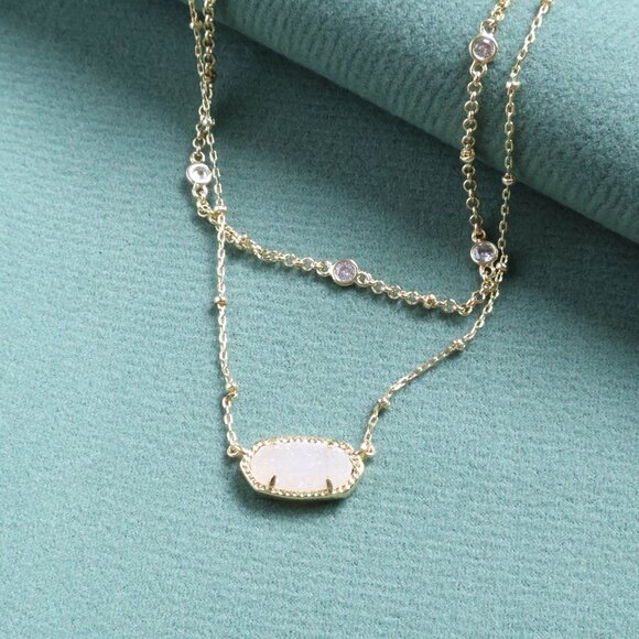 Kendra Scott Elisa Necklace Iridescent Drusy Gold - Picture 2 of 2